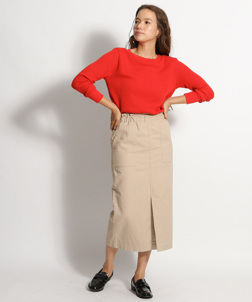 niko and...（ニコアンド）の「ベーシックワッフルプルオーバー（Tシャツ/カットソー・レディース・ベージュ/カーキ/オフホワイト/レッド・MEDIUM/LARGE）」の8枚目の写真