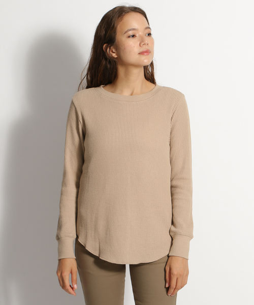 niko and...（ニコアンド）の「ベーシックワッフルプルオーバー（Tシャツ/カットソー・レディース・ベージュ/カーキ/オフホワイト/レッド・MEDIUM/LARGE）」の9枚目の写真