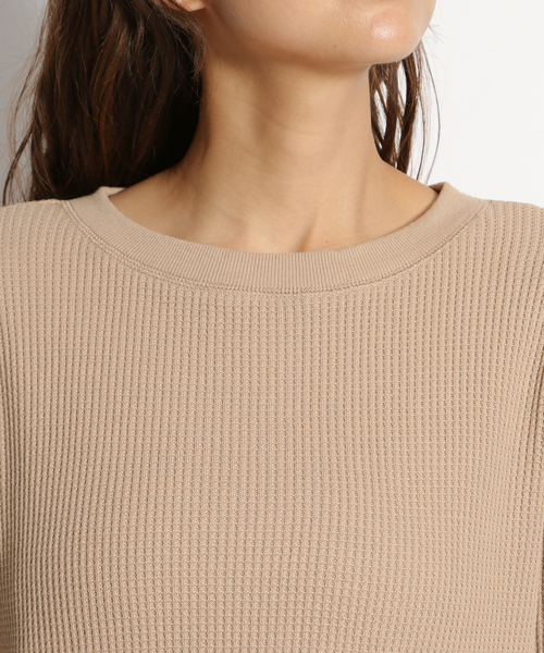 niko and...（ニコアンド）の「ベーシックワッフルプルオーバー（Tシャツ/カットソー・レディース・ベージュ/カーキ/オフホワイト/レッド・MEDIUM/LARGE）」の12枚目の写真