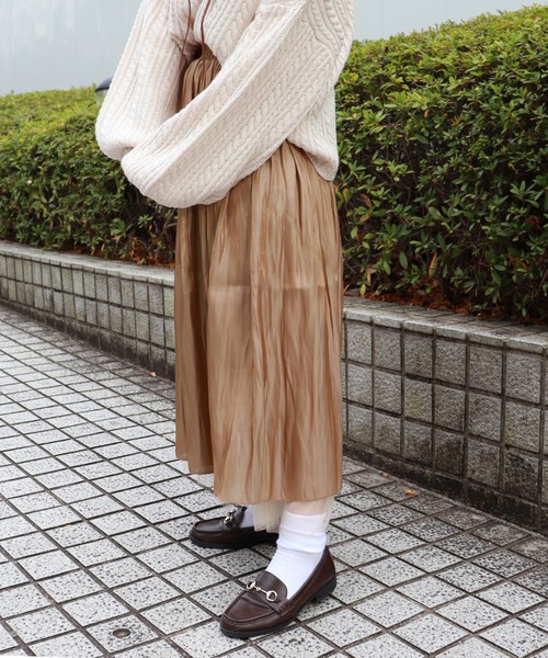 PairPair（ペアペア）の「チュール×シャイニー２WAYスカート（スカート・レディース・ベージュ/ライトグリーン/モカ・FREE）」の9枚目の写真