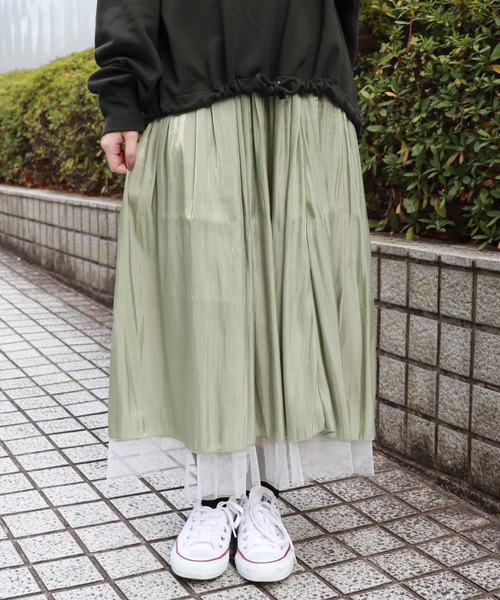 PairPair（ペアペア）の「チュール×シャイニー２WAYスカート（スカート・レディース・ベージュ/ライトグリーン/モカ・FREE）」の20枚目の写真