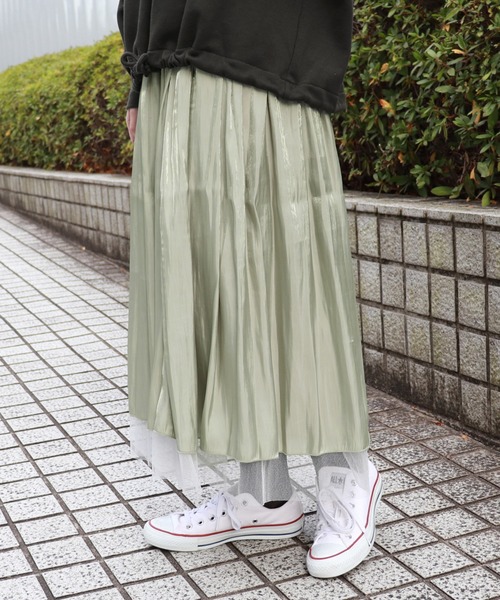 PairPair（ペアペア）の「チュール×シャイニー２WAYスカート（スカート・レディース・ベージュ/ライトグリーン/モカ・FREE）」の10枚目の写真