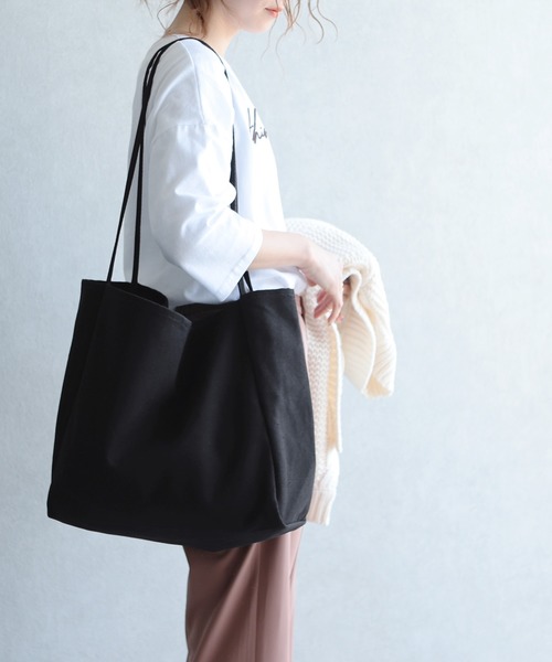 reca（レカ）の「ビッグトートバック（トートバッグ・レディース・ホワイト/ブラック/ベージュ/カーキ・FREE）」の2枚目の写真