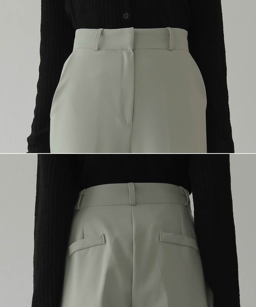 UNE MANSION（ユヌマンション）の「[UNE ORIGINAL]【低身長 / 高身長用 サイズ＆丈が選べるスラックス】【 11color ／ 2size／ 2lengths 】【 足長効果あり】ハイウエストセンタープレスストレートスラックス（スラックス・レディース・ブラック/ベージュ/ミント/スモークピンク/グレイッシュベージュ/ダークパープル/グレー/ブルー/カーキ/ピンク系その他/ブラウン・SMALL/MEDIUM/S-Short/M-Short）」の22枚目の写真
