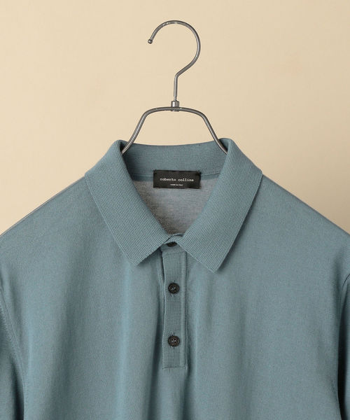 ROBERTO COLLINA（ロベルトコリーナ）の「ROBERTO COLLINA: コットン ニット ポロシャツ（ニット/セーター・メンズ・ライトブルー/ネイビー・48/50）」の9枚目の写真