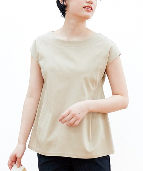 Live in comfort(リブインコンフォート)の「リブ イン コンフォート 抗菌防臭加工がうれしい シルケットコットンのシンプルTシャツ(Tシャツ/カットソー・レディース・ホワイト/ブラック/ベージュ/オレンジ系その他/グリーン系その他・SMALL/MEDIUM/LARGE/X-LARGE/XX-LARGE/XXX-LARGE)」の4枚目の写真