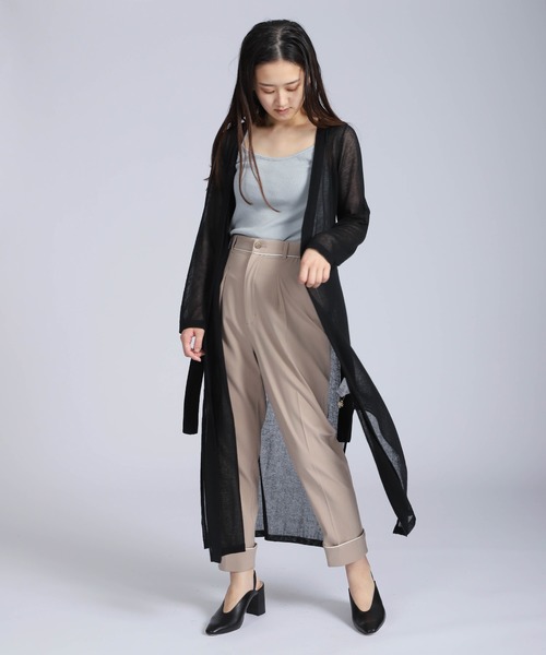 FLUID(フルイド)の「FLUID. (フルイド) SEE THROUGH LONG KNIT(カーディガン/ボレロ・レディース・ブラック/ライトベージュ/サックスブルー・1/2)」の2枚目の写真