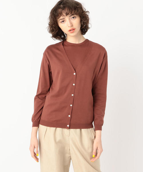 TOMORROWLAND （トゥモローランド）の「ハイゲージコットン Vネックカーディガン（カーディガン/ボレロ・レディース・グレー/ダークブラウン/ライトベージュ・S/L）」の15枚目の写真