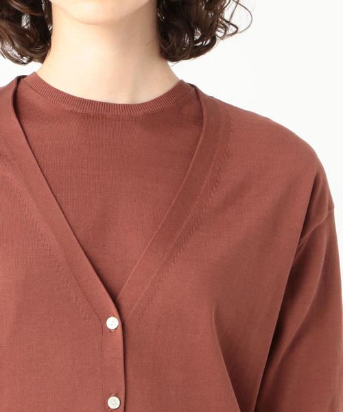 TOMORROWLAND （トゥモローランド）の「ハイゲージコットン Vネックカーディガン（カーディガン/ボレロ・レディース・グレー/ダークブラウン/ライトベージュ・S/L）」の11枚目の写真