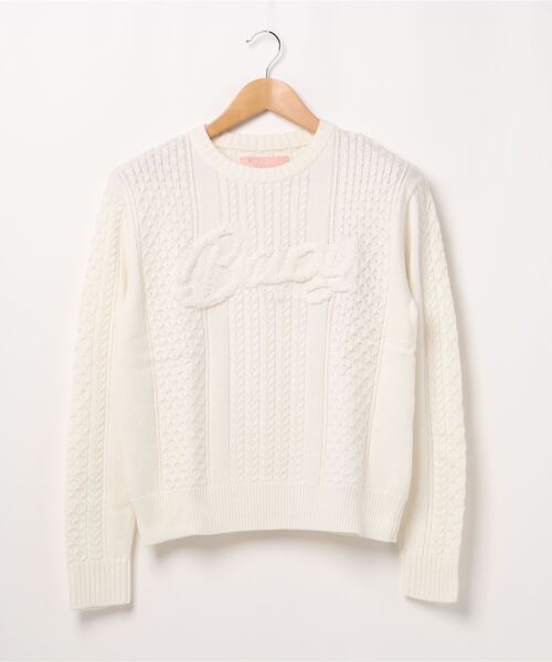 A BATHING APE(アベイシングエイプ)の「BAPY KNIT(ニット/セーター・レディース・レッド/ブルー系その他2/アイボリー・X-SMALL/SMALL)」の1枚目の写真