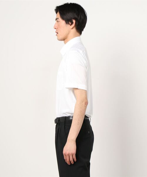 Perfect Suit FActory(パーフェクトスーツファクトリー)の「【完全ノーアイロン】半袖アイシャツ アイスキープ ボタンダウン(ビジネスシャツ・メンズ・ライトグレー/サックスブルー/ホワイト・S/M/L/LL)」の4枚目の写真