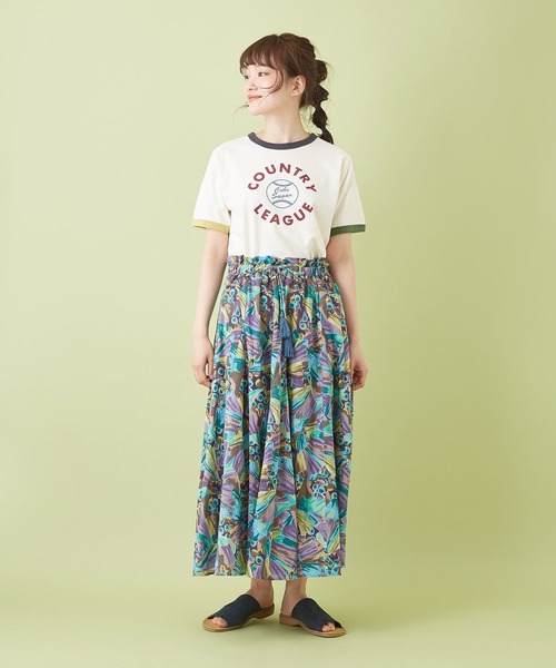 CUBE SUGAR（キューブシュガー）の「キャンブリック総柄プリントマチ切替ギャザースカート（スカート・レディース・ベージュ系その他/ブラック系その他/パープル系その他・M）」の12枚目の写真