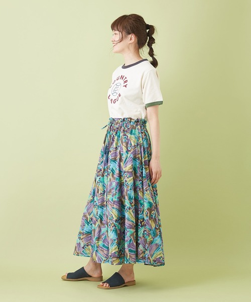 CUBE SUGAR（キューブシュガー）の「キャンブリック総柄プリントマチ切替ギャザースカート（スカート・レディース・ベージュ系その他/ブラック系その他/パープル系その他・M）」の13枚目の写真