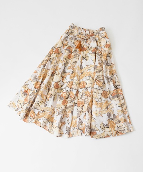 CUBE SUGAR（キューブシュガー）の「キャンブリック総柄プリントマチ切替ギャザースカート（スカート・レディース・ベージュ系その他/ブラック系その他/パープル系その他・M）」の15枚目の写真