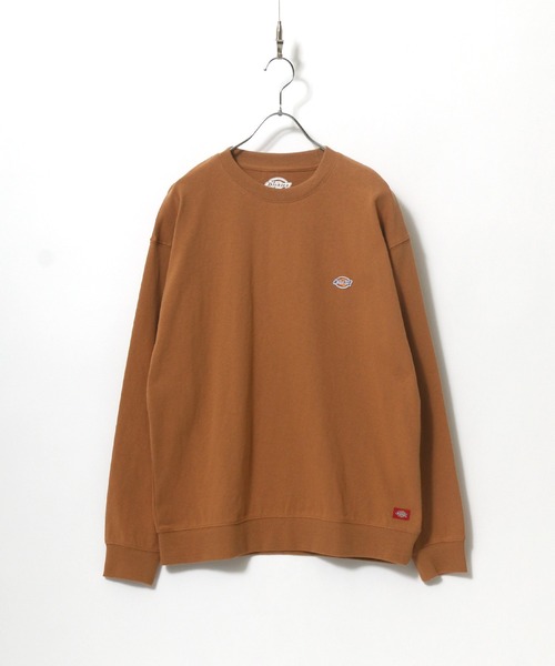 Dickies(ディッキーズ)の「Dickies/ディッキーズ ミニワッペン ワンポイント刺繍 スウェットロンT トレーナー(スウェット・レディース・ホワイト/ブラック/ピンク/グリーン/ネイビー/サックスブルー/ダークグリーン/ベージュ/グリーン系その他/ネイビー系1/ライトピンク/グレイッシュベージュ/キャメル・LL/M/L)」の1枚目の写真