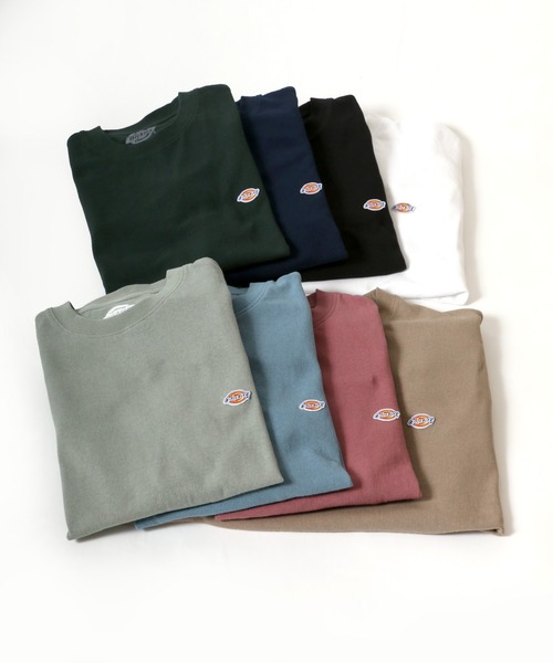 Dickies(ディッキーズ)の「Dickies/ディッキーズ ミニワッペン ワンポイント刺繍 スウェットロンT トレーナー(スウェット・レディース・ホワイト/ブラック/ピンク/グリーン/ネイビー/サックスブルー/ダークグリーン/ベージュ/グリーン系その他/ネイビー系1/ライトピンク/グレイッシュベージュ/キャメル・LL/M/L)」の7枚目の写真