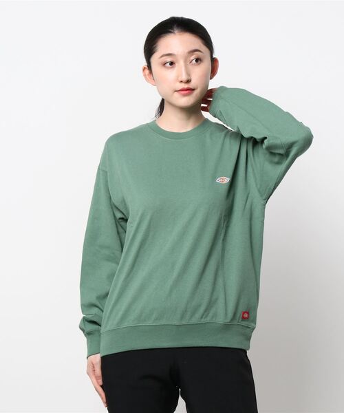 Dickies(ディッキーズ)の「Dickies/ディッキーズ ミニワッペン ワンポイント刺繍 スウェットロンT トレーナー(スウェット・レディース・ホワイト/ブラック/ピンク/グリーン/ネイビー/サックスブルー/ダークグリーン/ベージュ/グリーン系その他/ネイビー系1/ライトピンク/グレイッシュベージュ/キャメル・LL/M/L)」の19枚目の写真