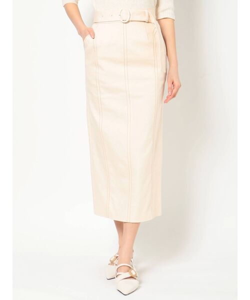 MURUA（ムルーア）の「スリムステッチペンシルスカート（スカート・レディース・アイボリー/ブラック/オレンジ・1/2）」の4枚目の写真