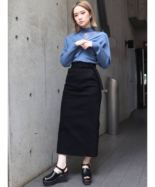 MURUA（ムルーア）の「スリムステッチペンシルスカート（スカート・レディース・アイボリー/ブラック/オレンジ・1/2）」の14枚目の写真