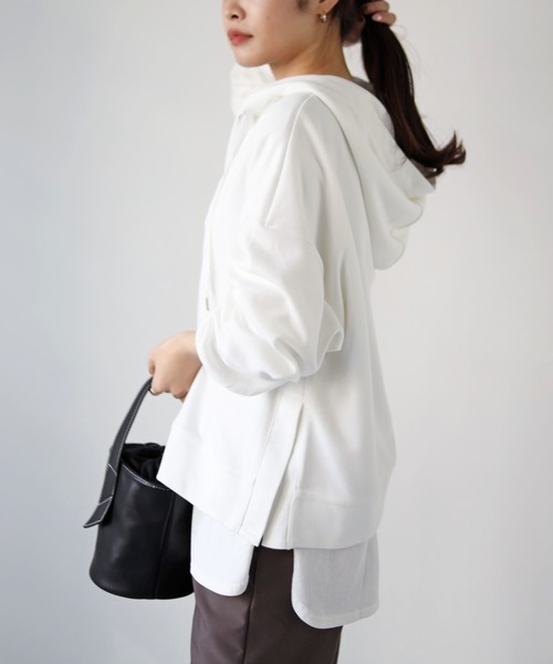 each（イーチ）の「Ｖネックパーカー（Tシャツ/カットソー・レディース・ホワイト/ベージュ/グレー・MEDIUM）」の6枚目の写真