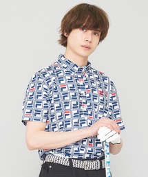 【FILA GOLF/フィラゴルフ】ボックスプリント 半袖ポロシャツ/吸汗速乾/UVカット