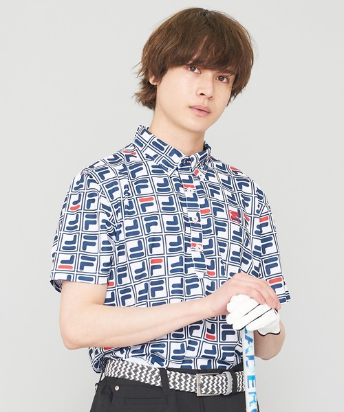 FILA(フィラ)の「【FILA GOLF/フィラゴルフ】ボックスプリント 半袖ポロシャツ/吸汗速乾/UVカット(ポロシャツ・メンズ・ブルー系その他/ホワイト/ネイビー・M/L/LL)」の3枚目の写真