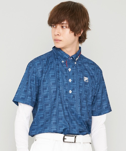 FILA(フィラ)の「【FILA GOLF/フィラゴルフ】ボックスプリント 半袖ポロシャツ/吸汗速乾/UVカット(ポロシャツ・メンズ・ブルー系その他/ホワイト/ネイビー・M/L/LL)」の2枚目の写真