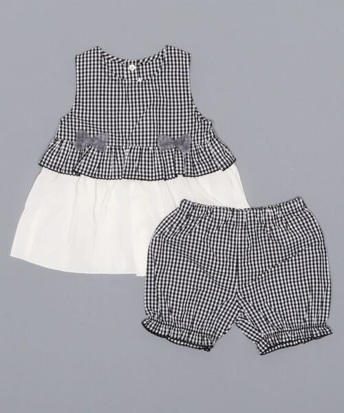 ebaby/ドレープ シフォン レイヤード ノースリーブ トップス パンツ セット