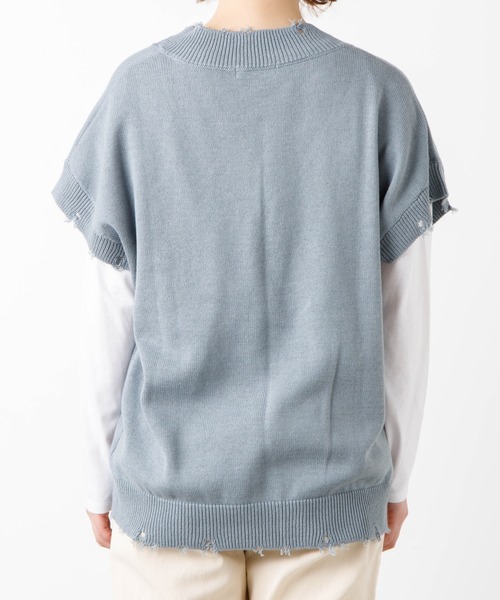 WEGO(ウィゴー)の「WEGO/ダメージニットベスト(ベスト・レディース・ホワイト/ブラック/サックスブルー/グリーン・FREE)」の13枚目の写真