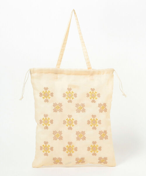 Ray BEAMS（レイビームス）の「Ray BEAMS / チュール 刺繍 巾着 トートバッグ（トートバッグ・レディース・ブラック/オフホワイト・ONE SIZE）」の5枚目の写真