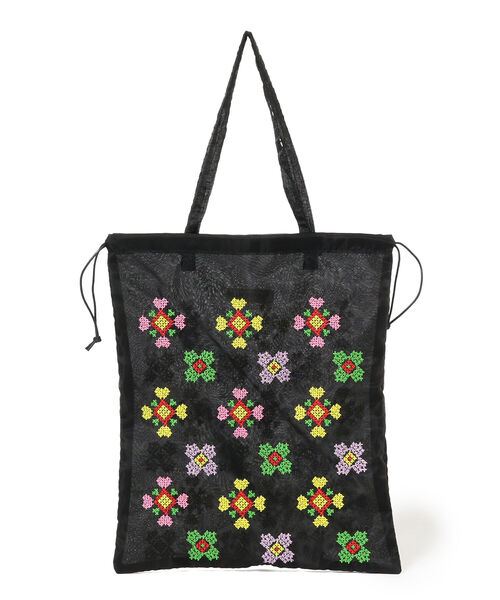 Ray BEAMS（レイビームス）の「Ray BEAMS / チュール 刺繍 巾着 トートバッグ（トートバッグ・レディース・ブラック/オフホワイト・ONE SIZE）」の10枚目の写真