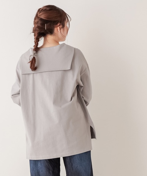 PUAL CE CIN（ピュアルセシン）の「【Du noir】セーラーカラーTシャツ（Tシャツ/カットソー・レディース・ブラック/グレー/ホワイト・FREE）」の3枚目の写真