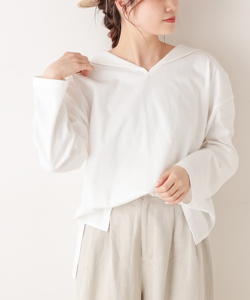 PUAL CE CIN（ピュアルセシン）の「【Du noir】セーラーカラーTシャツ（Tシャツ/カットソー・レディース・ブラック/グレー/ホワイト・FREE）」の4枚目の写真