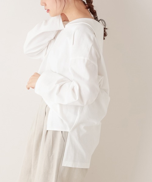 PUAL CE CIN（ピュアルセシン）の「【Du noir】セーラーカラーTシャツ（Tシャツ/カットソー・レディース・ブラック/グレー/ホワイト・FREE）」の6枚目の写真