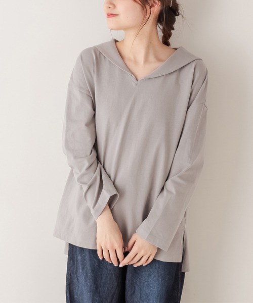 PUAL CE CIN（ピュアルセシン）の「【Du noir】セーラーカラーTシャツ（Tシャツ/カットソー・レディース・ブラック/グレー/ホワイト・FREE）」の14枚目の写真