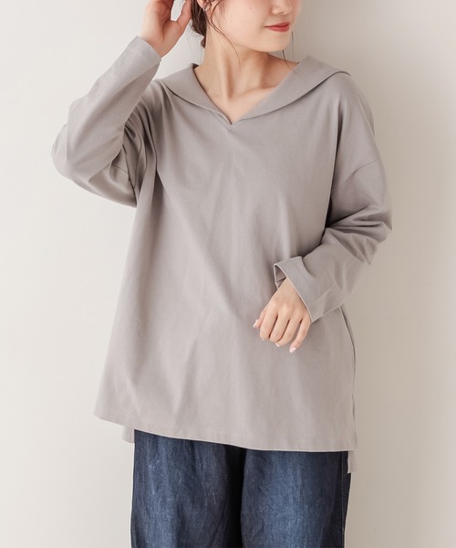 PUAL CE CIN（ピュアルセシン）の「【Du noir】セーラーカラーTシャツ（Tシャツ/カットソー・レディース・ブラック/グレー/ホワイト・FREE）」の16枚目の写真