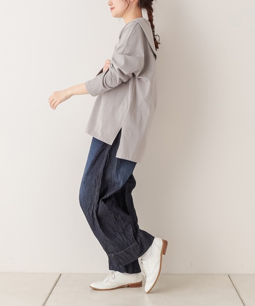 PUAL CE CIN（ピュアルセシン）の「【Du noir】セーラーカラーTシャツ（Tシャツ/カットソー・レディース・ブラック/グレー/ホワイト・FREE）」の19枚目の写真