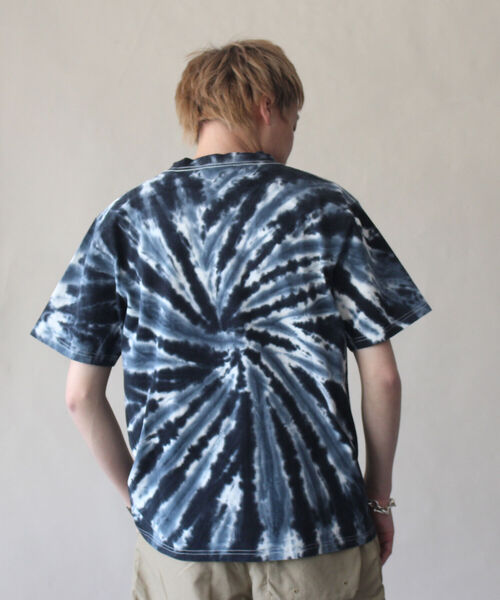 MANASTASH（マナスタッシュ）の「MANASTASH/マナスタッシュ　TIEDYE LEAF LOGO TEE タイダイリーフロゴティー（Tシャツ/カットソー・メンズ・ブラック/ブルー・MEDIUM/LARGE/X-LARGE）」の7枚目の写真
