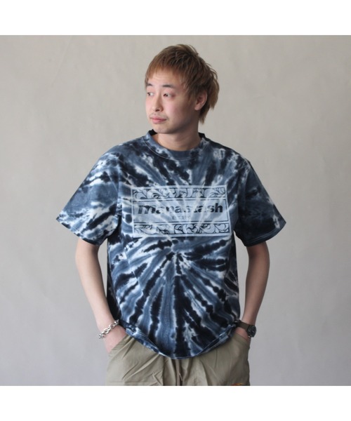 MANASTASH（マナスタッシュ）の「MANASTASH/マナスタッシュ　TIEDYE LEAF LOGO TEE タイダイリーフロゴティー（Tシャツ/カットソー・メンズ・ブラック/ブルー・MEDIUM/LARGE/X-LARGE）」の5枚目の写真