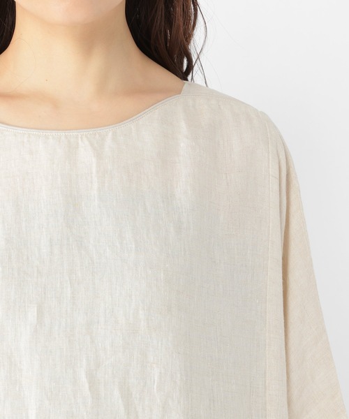 studio CLIP（スタディオクリップ）の「【キナリノ掲載商品】リネン100ポンチョ風チュニックワンピース（ワンピース・レディース・グリーン/アイボリー/スモーク・FREE）」の12枚目の写真