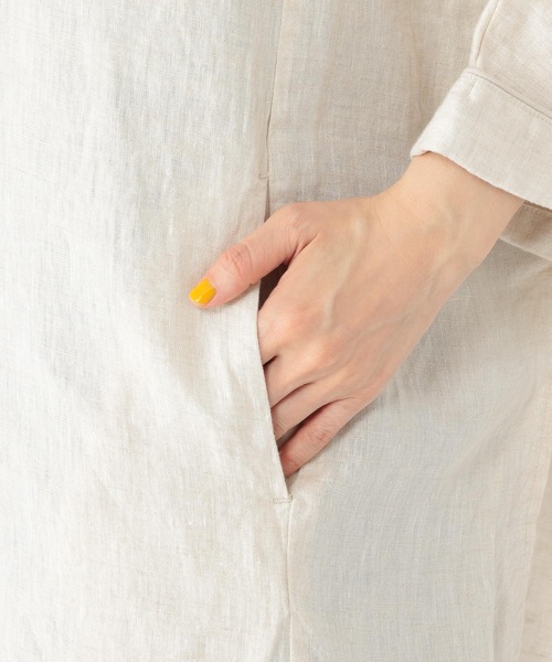 studio CLIP（スタディオクリップ）の「【キナリノ掲載商品】リネン100ポンチョ風チュニックワンピース（ワンピース・レディース・グリーン/アイボリー/スモーク・FREE）」の11枚目の写真