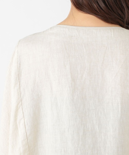 studio CLIP（スタディオクリップ）の「【キナリノ掲載商品】リネン100ポンチョ風チュニックワンピース（ワンピース・レディース・グリーン/アイボリー/スモーク・FREE）」の14枚目の写真