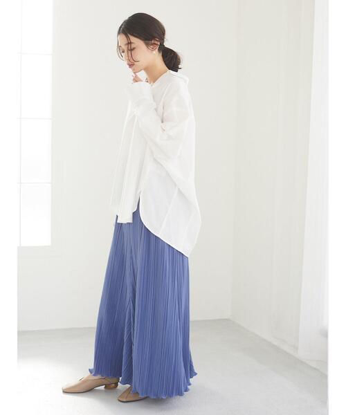 Green　Parks（グリーンパークス）の「プリーツサテンロングスカート＊（スカート・レディース・ブラック/グレー/ブルー/ライトベージュ・FREE）」の7枚目の写真