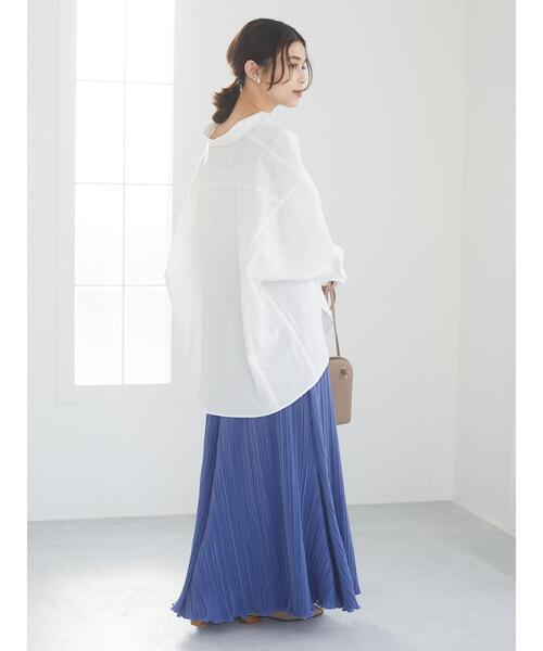 Green　Parks（グリーンパークス）の「プリーツサテンロングスカート＊（スカート・レディース・ブラック/グレー/ブルー/ライトベージュ・FREE）」の8枚目の写真