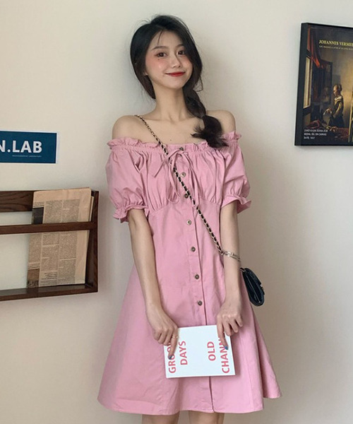 オフショルダー2wayワンピース