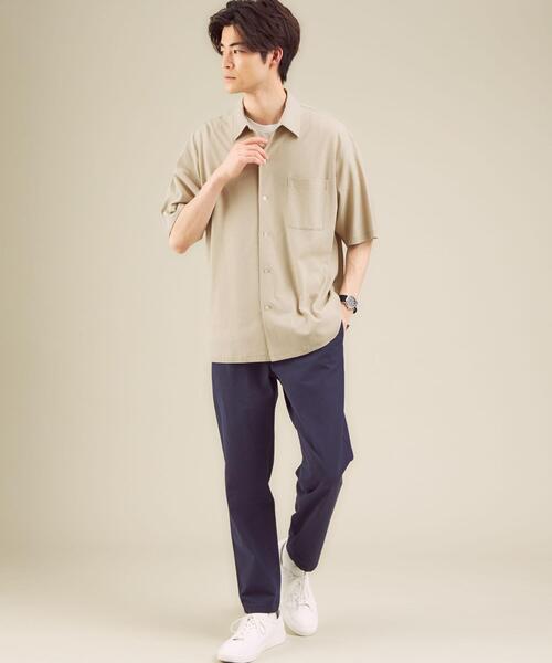 green label relaxing(グリーンレーベルリラクシング)の「<green label relaxing> ハイツイスト ジャージー カット シャツ(シャツ/ブラウス・メンズ・ブラック/ベージュ/マスタード/ワインレッド/ケリー・S/M/L/XL)」の7枚目の写真