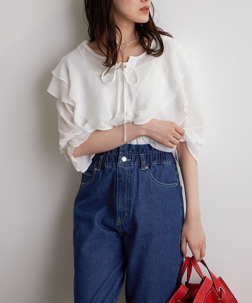 【TV着用】【WEB限定】【前後2WAY】ラッフル楊柳ブラウス