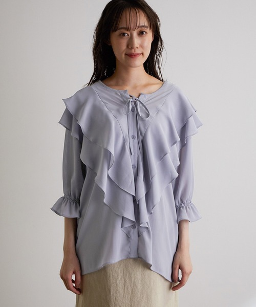 【TV着用】【WEB限定】【前後2WAY】ラッフル楊柳ブラウス