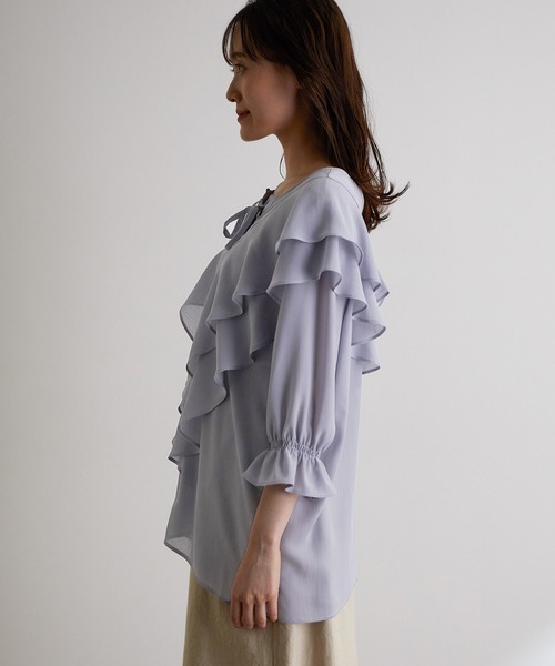 【TV着用】【WEB限定】【前後2WAY】ラッフル楊柳ブラウス