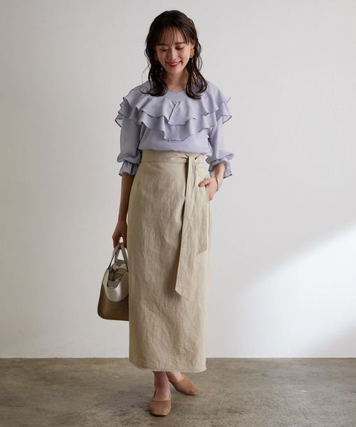 【TV着用】【WEB限定】【前後2WAY】ラッフル楊柳ブラウス